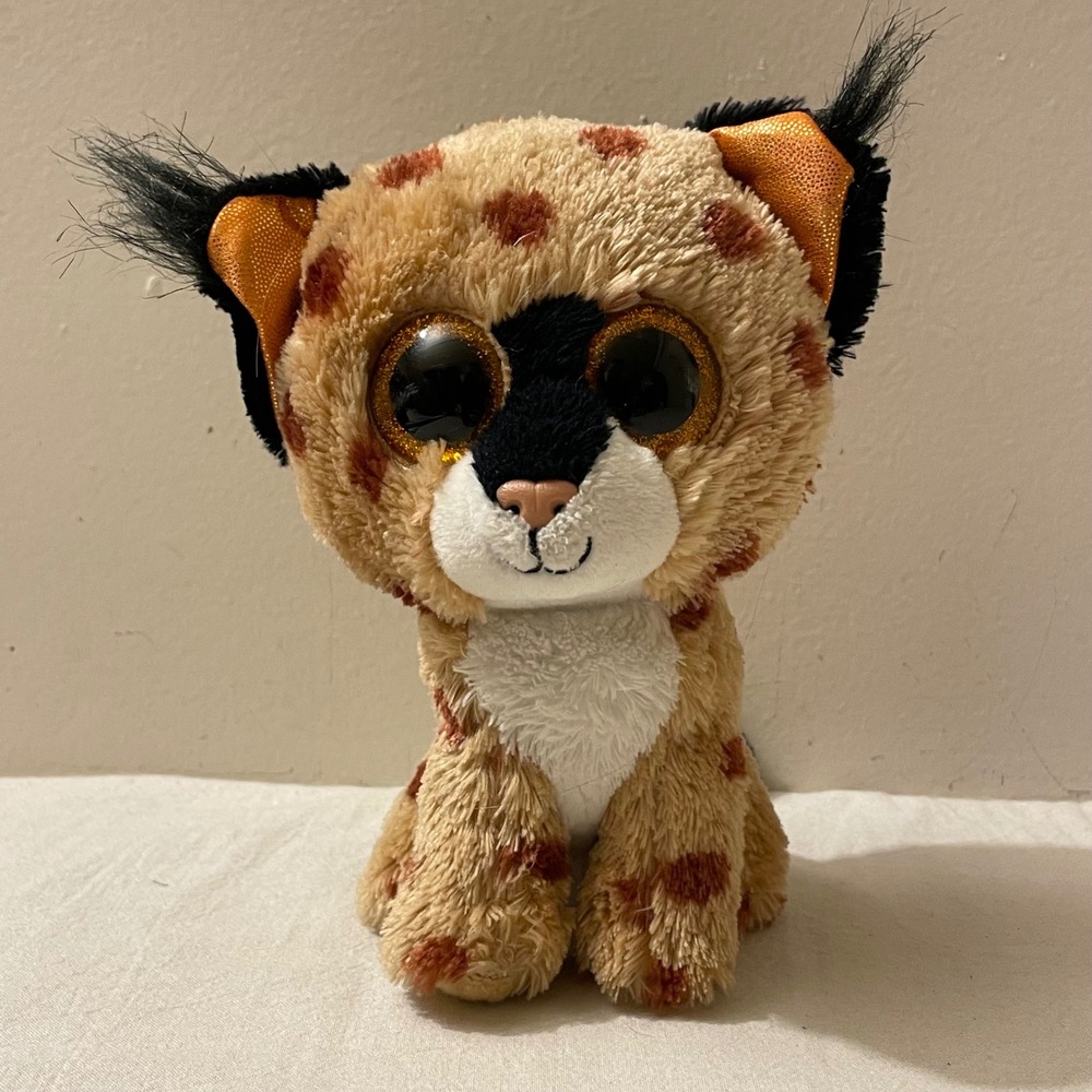 Ty Beanie Boos Buckwheat Lynx Plush Stuffed‎ Animal Toy Big Glitter Eyes